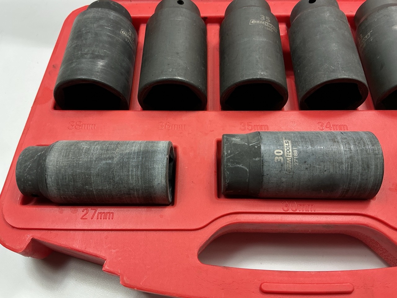 USED #23 OEM Tools 27188 Axle Nut Socket Set – 9 Piece 6 Pt 1/2 Drive Impact