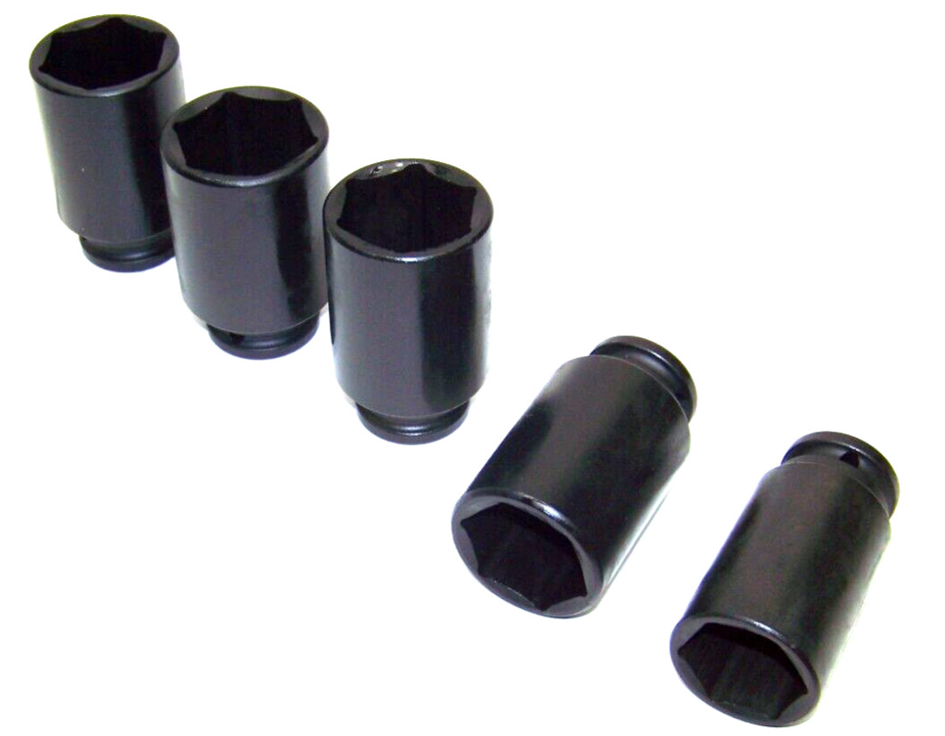 5PC 1/2″ DR DEEP IMPACT SOCKET SET MM FRONT AND BACK WHEEL SPINDLE AXLE METRIC