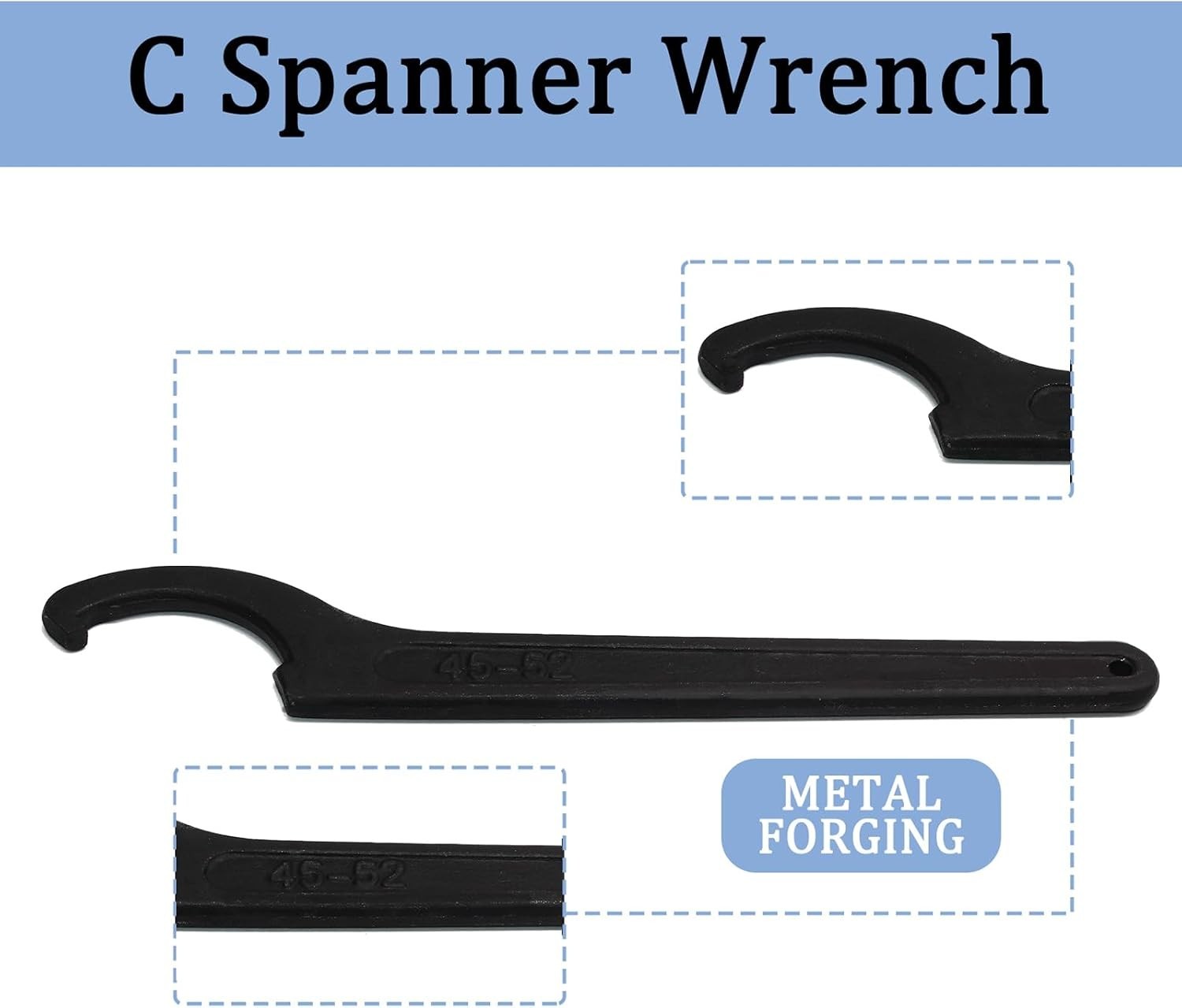 7.48» C Hook Spanner – Adjustable Tool for Precision on Round Nuts