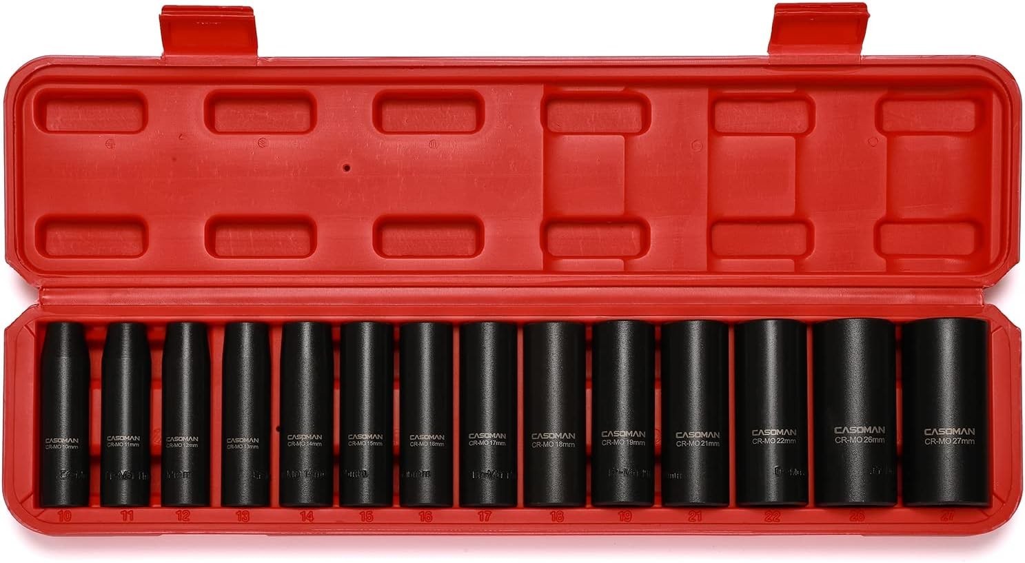 Deep Impact Socket Set with 6-Point Flank Drive Design – 14 Pieces