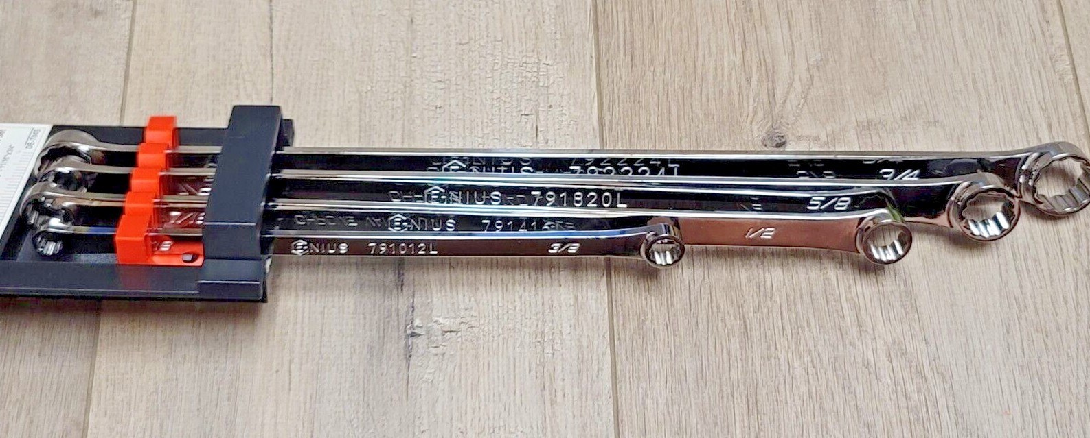 Genius Tools 4pc SAE Extra Long Box End Wrench Set Zero Degree Offset #DE-704S