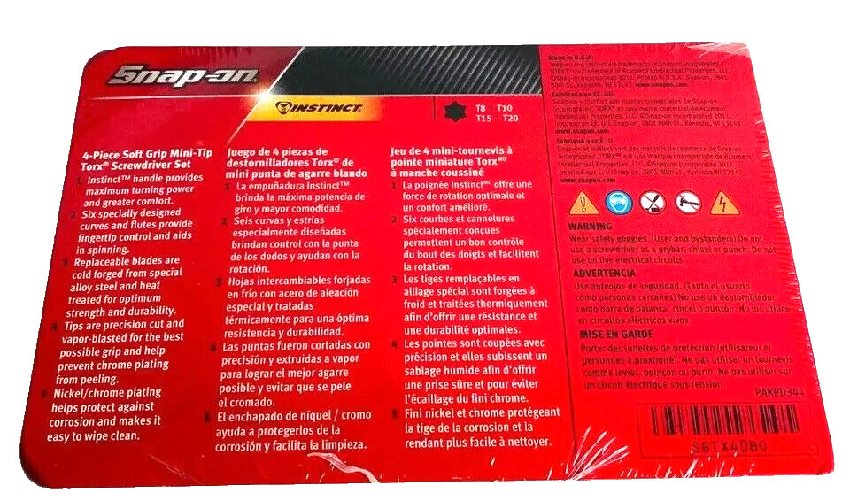 NEW Snap-on Torx Set T8 – T20 SGTX40BO Miniature Torx Orange Soft Handled