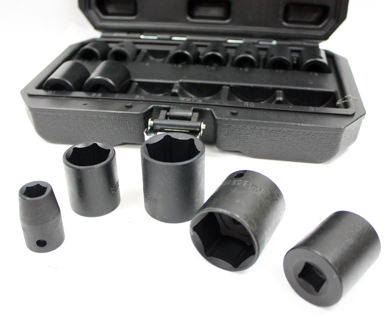 14 pcs Shallow Metric Impact Sockets set 6 Point 1/2″ Dr. CRV 10mm ~ 32mm