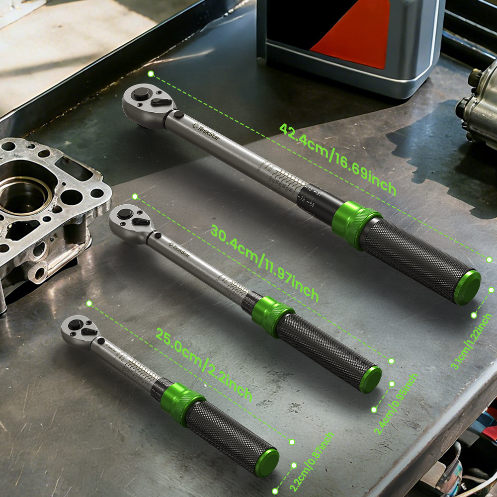 8PCS Torque Wrench Set 1/4 & 3/8 & 1/2-Inch ±3% Accuracy Click Torque Wrenches