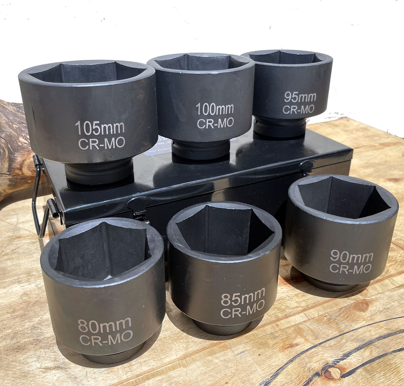6Pcs 1″ Dr. Jumbo Shallow Impact Socket Set Cr-Mo Metric 80 85 90 95 100 105mm