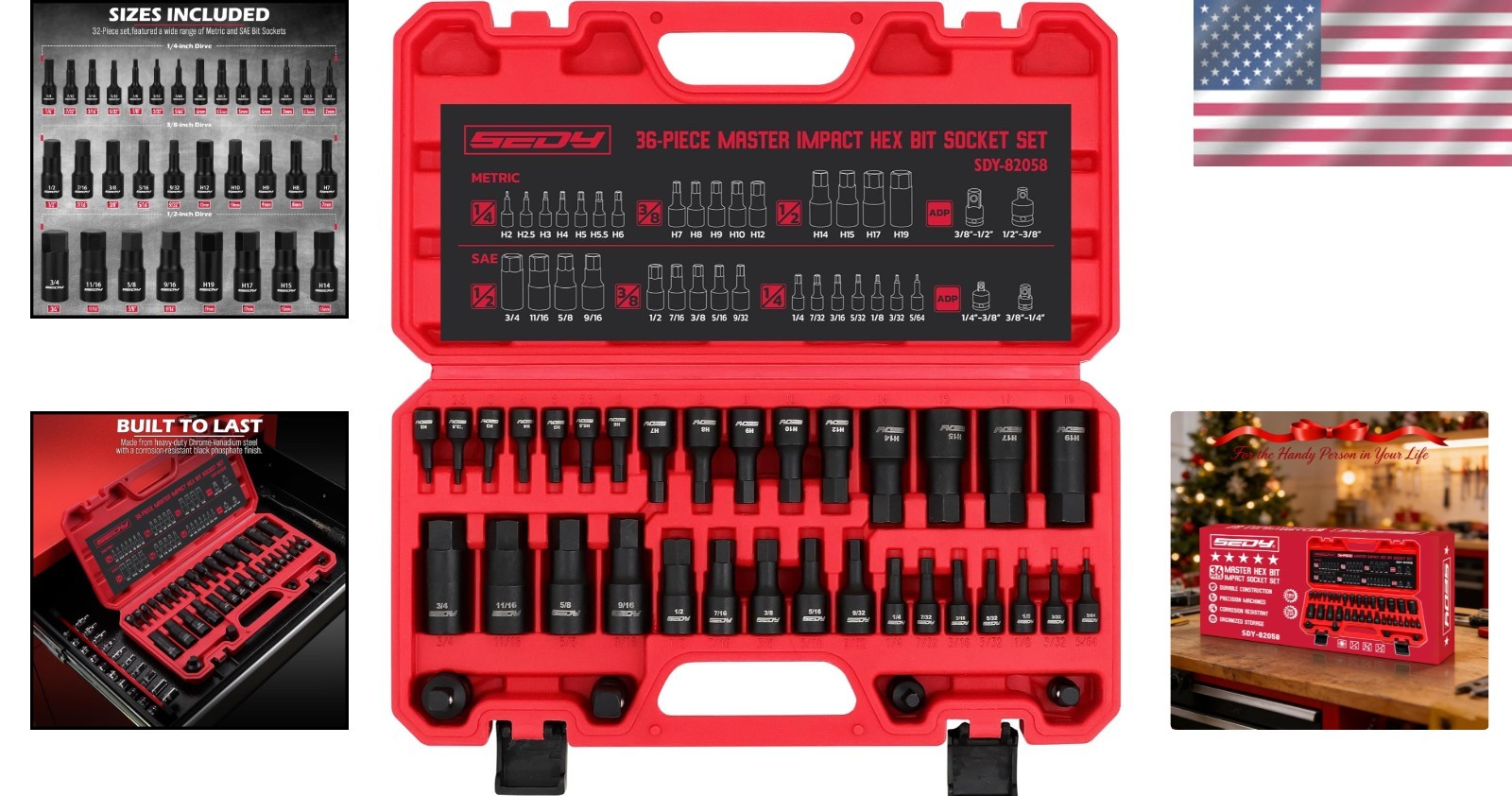Precision 36-Piece Impact Socket Set with Chrome Vanadium Steel & Storage Case