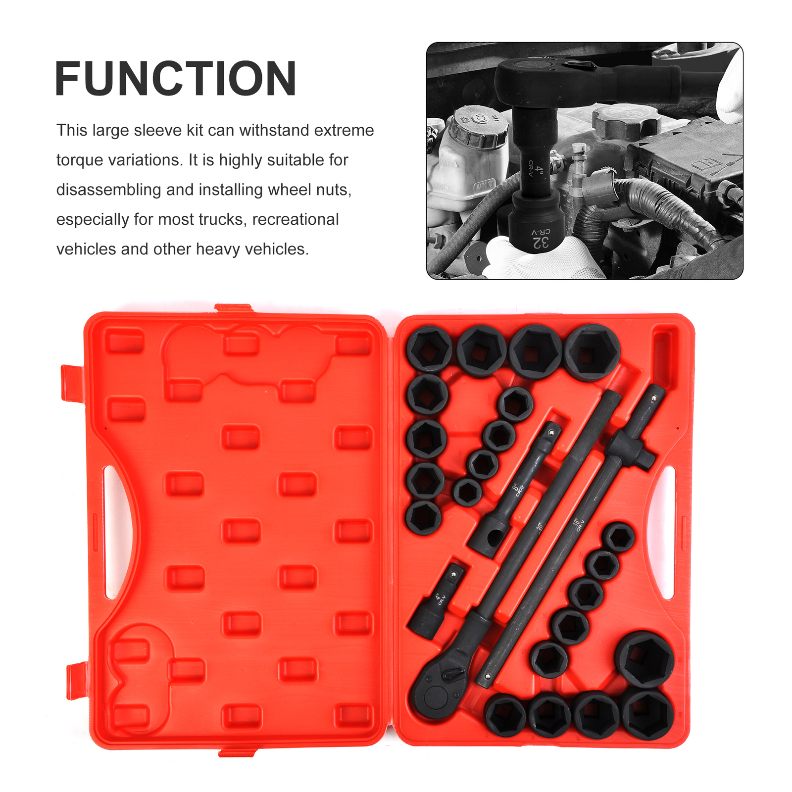 27pc Impact Socket Set 3/4″ SAE 7/8 to 2 Inches and Metric 22 to 50 mm