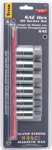 Titan 16130 6-Piece 1/2-Inch Drive SAE Hex Bit Socket Set