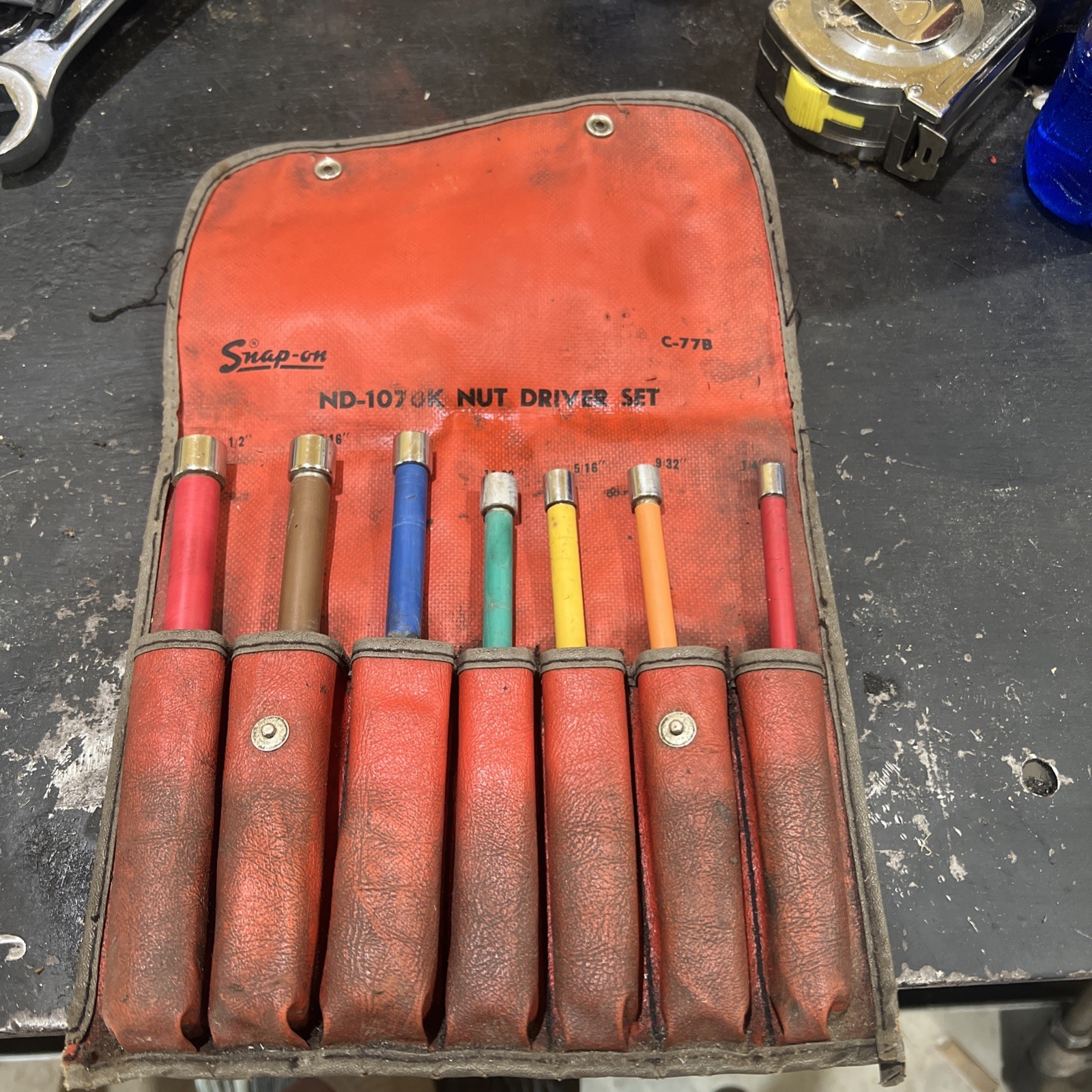 Snap On 7pc Nut Driver Set SAE ND-107OK in C-77B pouch
