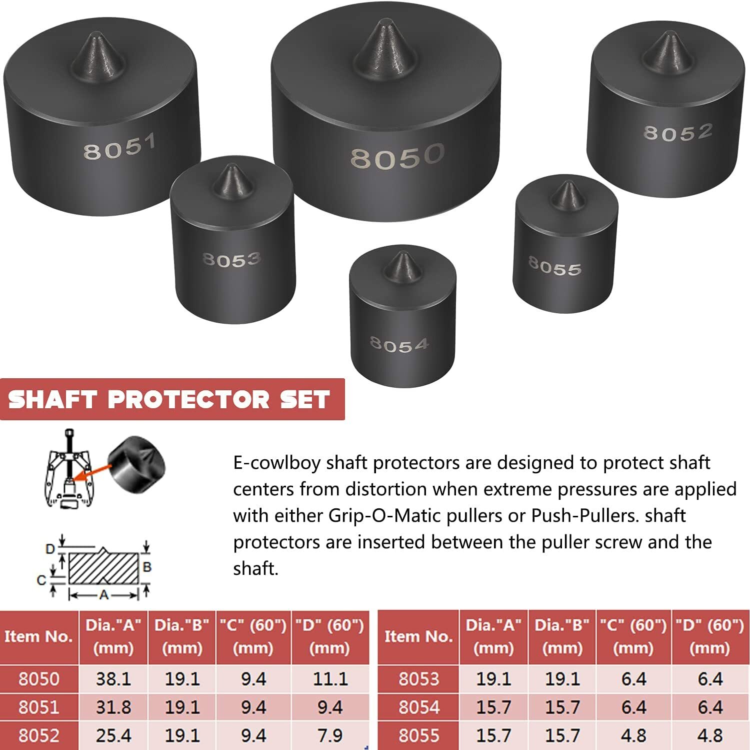 522 Large Gear & Pulley Puller + 7393 Pulley Puller + 8056 Shaft Protectors Set