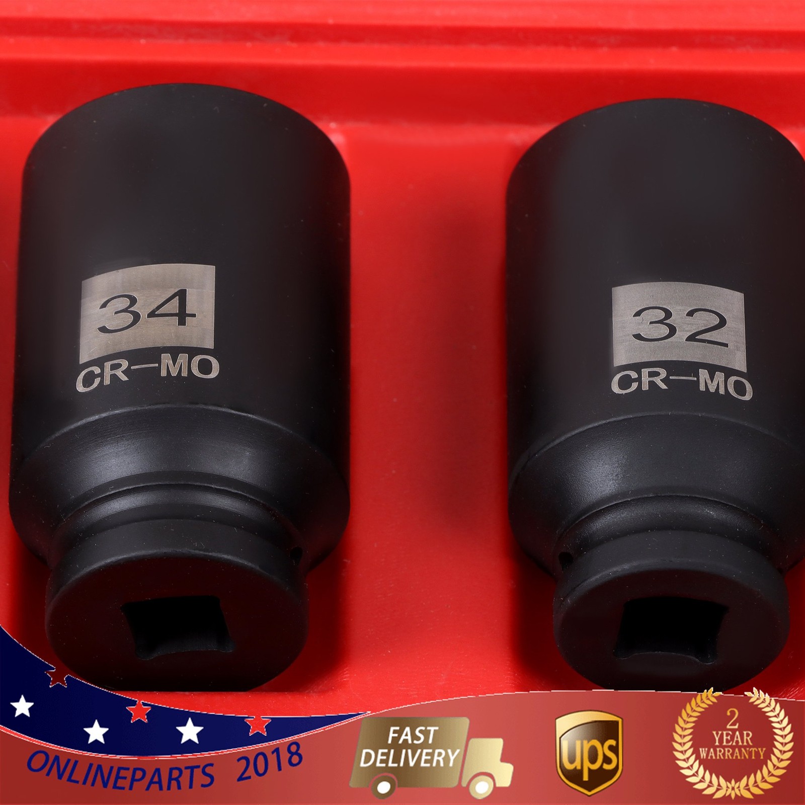 4Pcs Drive Spindle Axle Nut Socket Set 1/2″ 12 Point 30mm 32mm 34mm 36mm