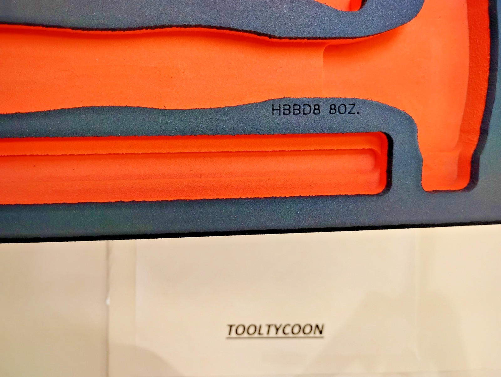 Snap-on Tools ORANGE FOAM ORGANIZER for 6pc Ball Peen Hammer Set FMHBBD028