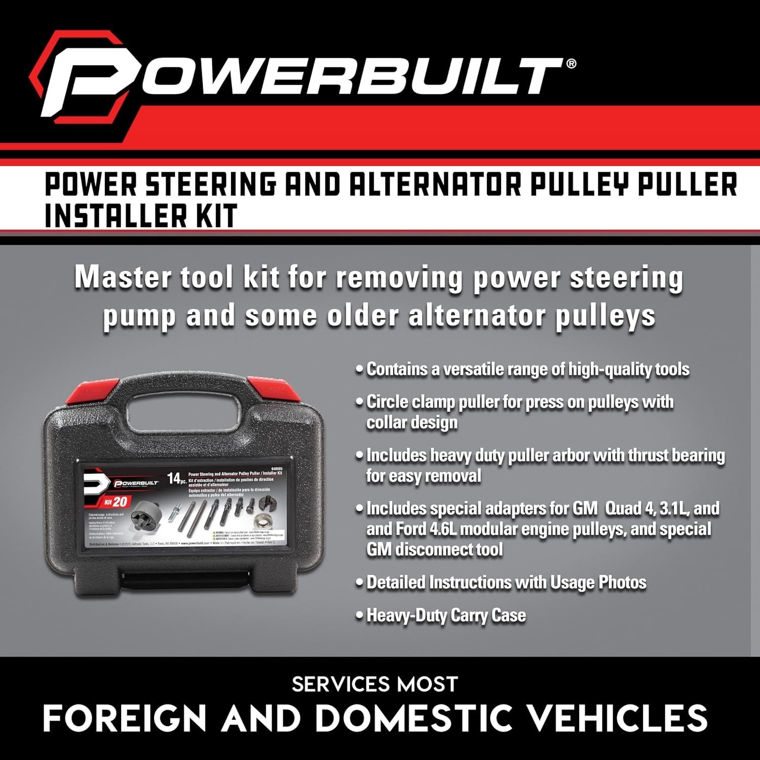 Power Steering and Alternator Pulley Remove and Install Tool Set, Replace Veh…