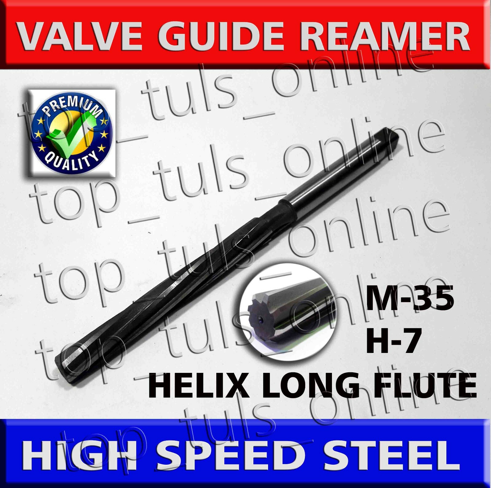 VALVE GUIDE REAMER HSS H-7 HELIX LONG FLUTE M-35 ALL SIZES CHOOSE YOUR OWN