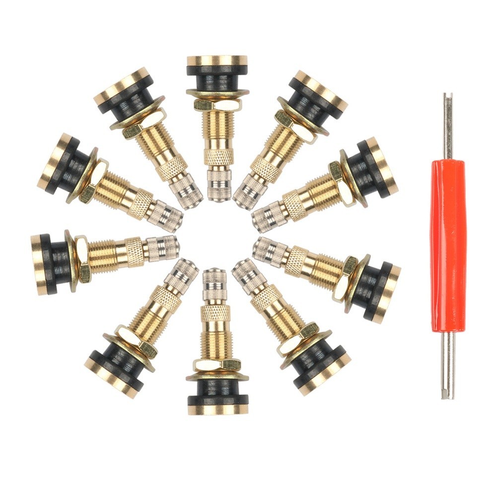 TR618A Brass Valve Stem 10 Pack Fits 15.8mm Hole for Grader and Excavator