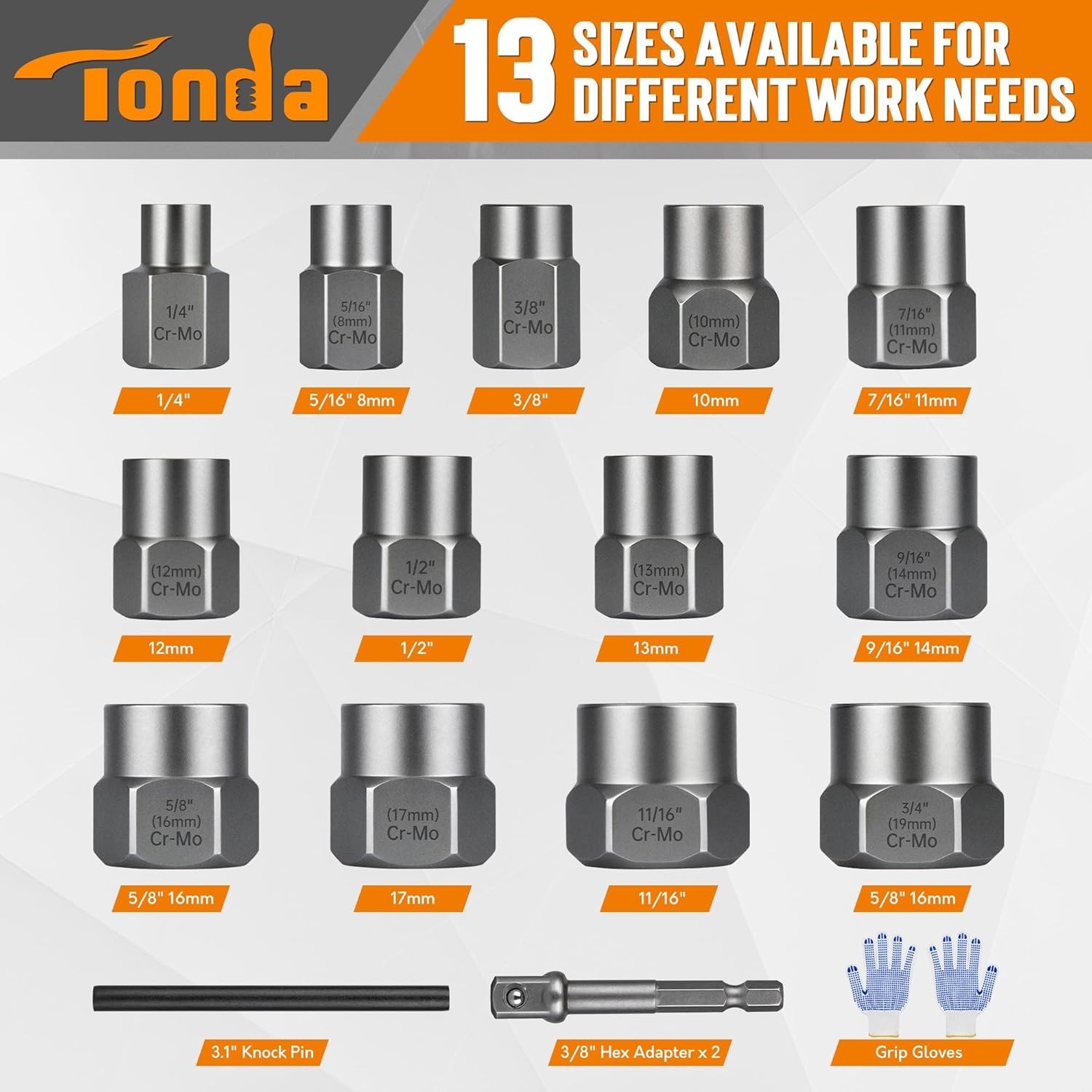 Bolt Extractor Kit, 16-Piece Stripped Bolt Remover Socket Set with 3/8″ Drive…