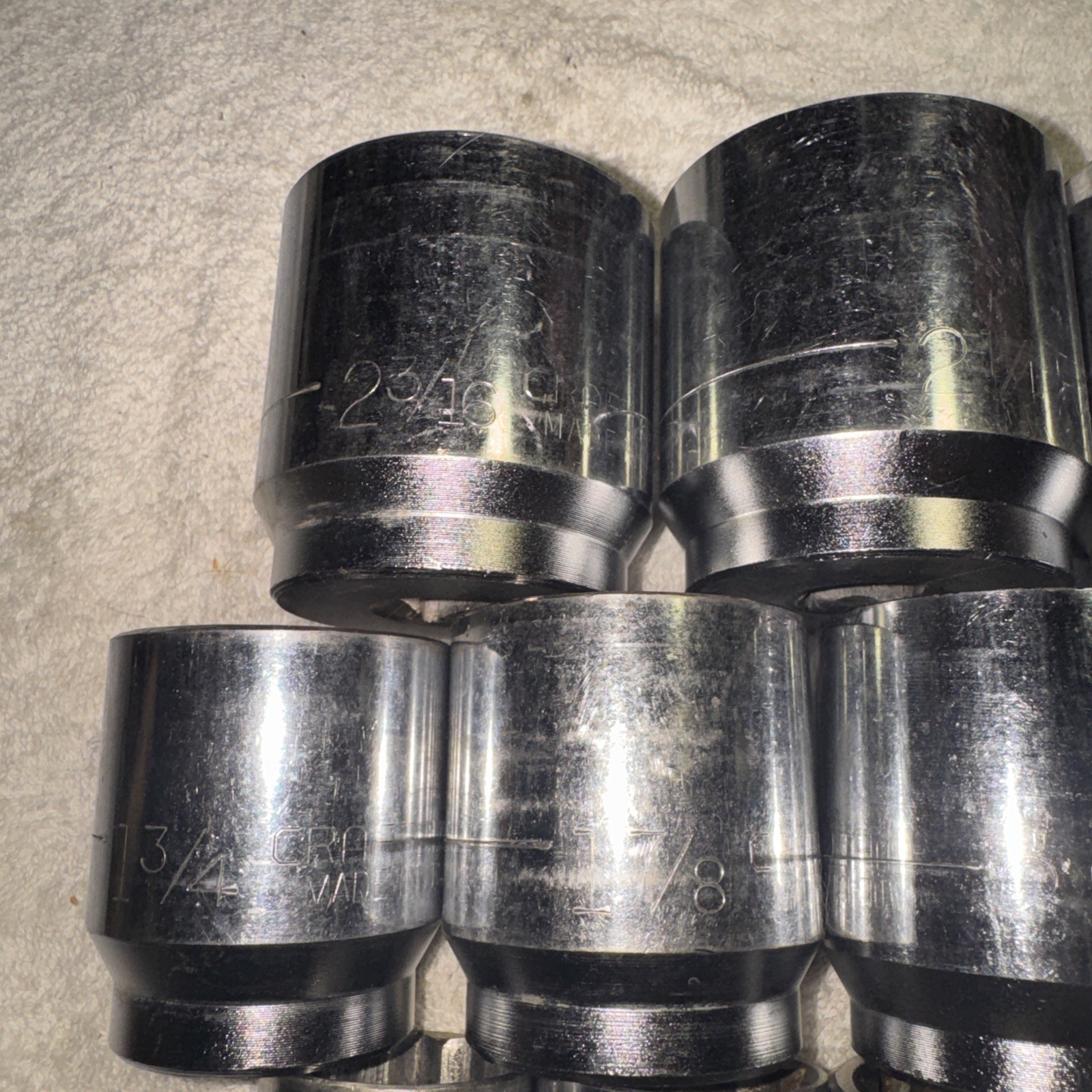 LARGE Craftsman 3/8 Drive Std Socket Lot Point 12 Pieces 1 5/16” – 2 3/8” CLEAN