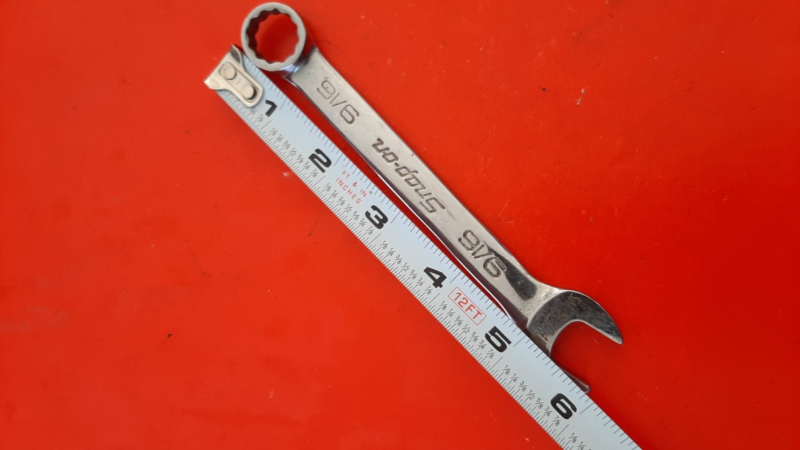 Snap-on Tools OEX180B 9/16″ 12pt Point Short Combination Wrench USA ENGRAVED