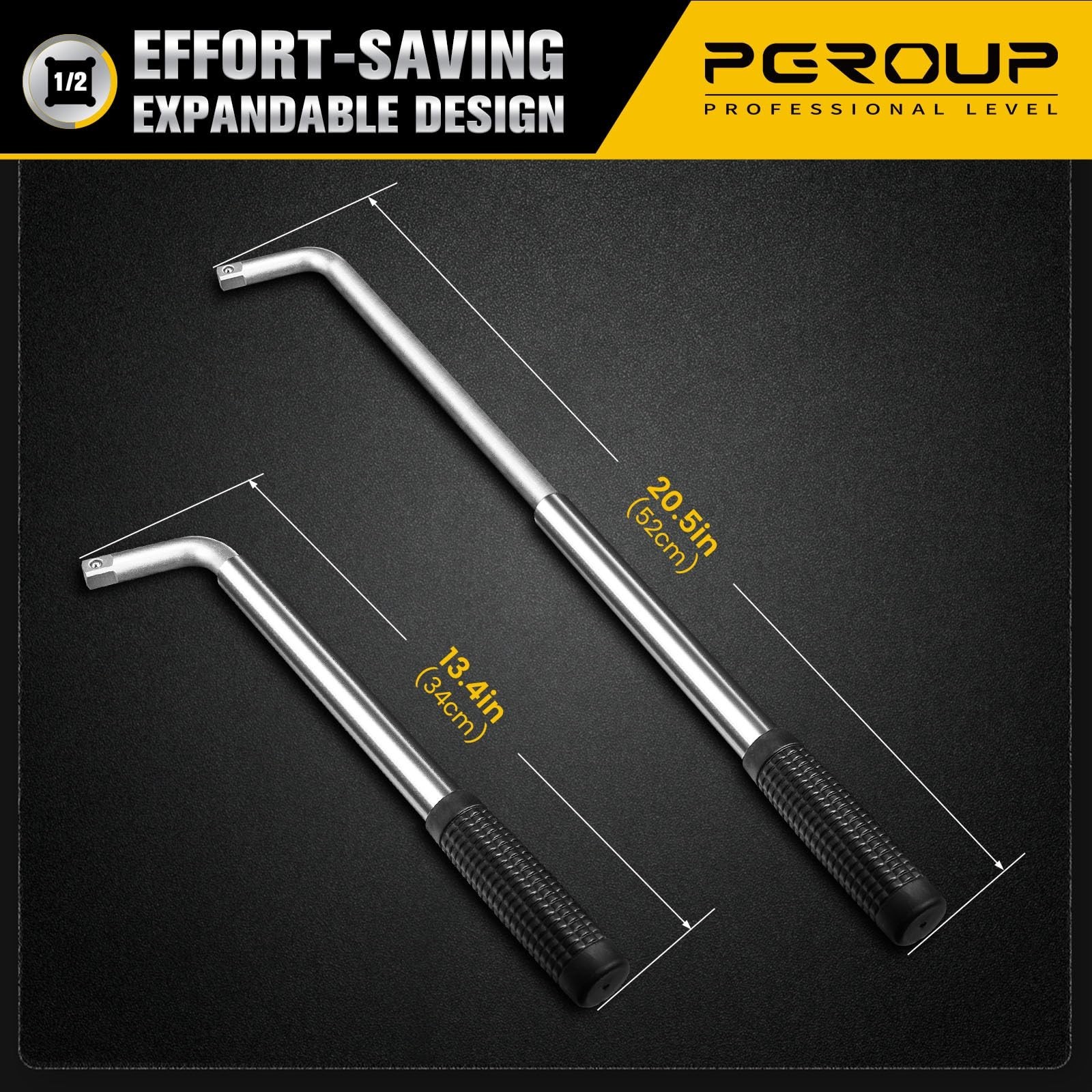Telescoping Lug Wrench with 17mm/19mm & 21mm/22mm Sockets for Cars, Trucks, Vans