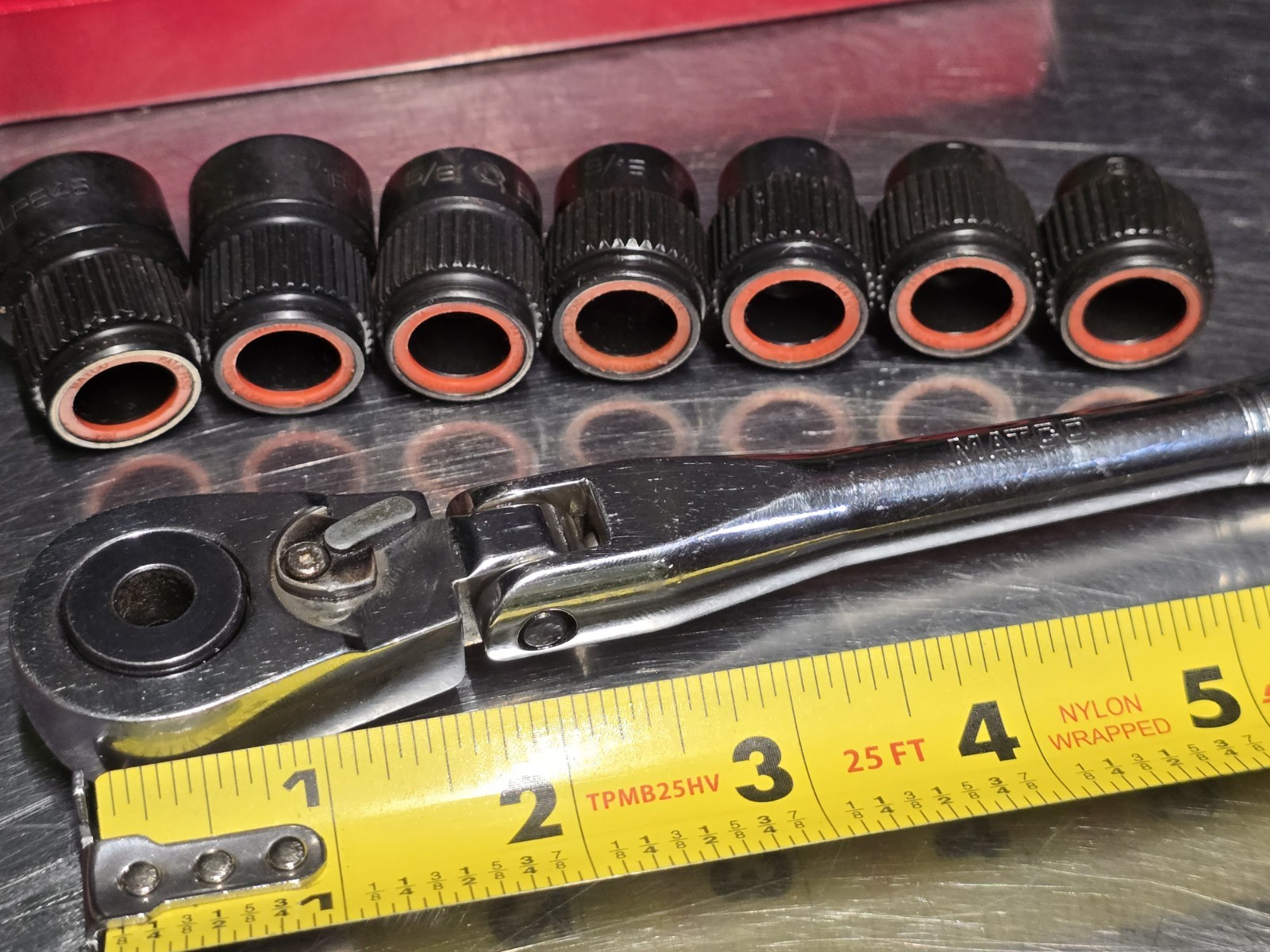 MATCO TOOLS MILTARY PASSTHTOUGH RATCHET AND SOCKET SET SAE. BIT DRIVER INCLUDED