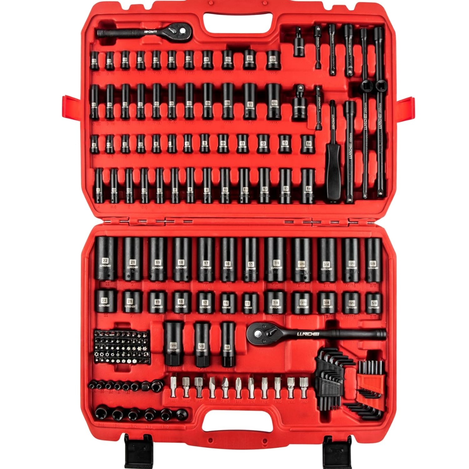 1/4 & 3/8 Inch Drive Impact Socket Set, 186 Pieces Metric and Standard Full S…