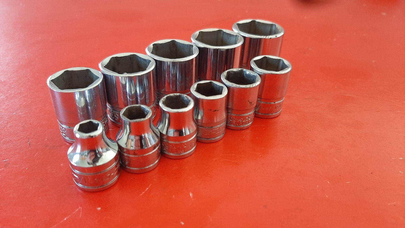 Snap-On FS 10-Pc. 5/16″ – 7/8″ SAE 3/8″ Drive 6pt Point Shallow Socket Set READ!