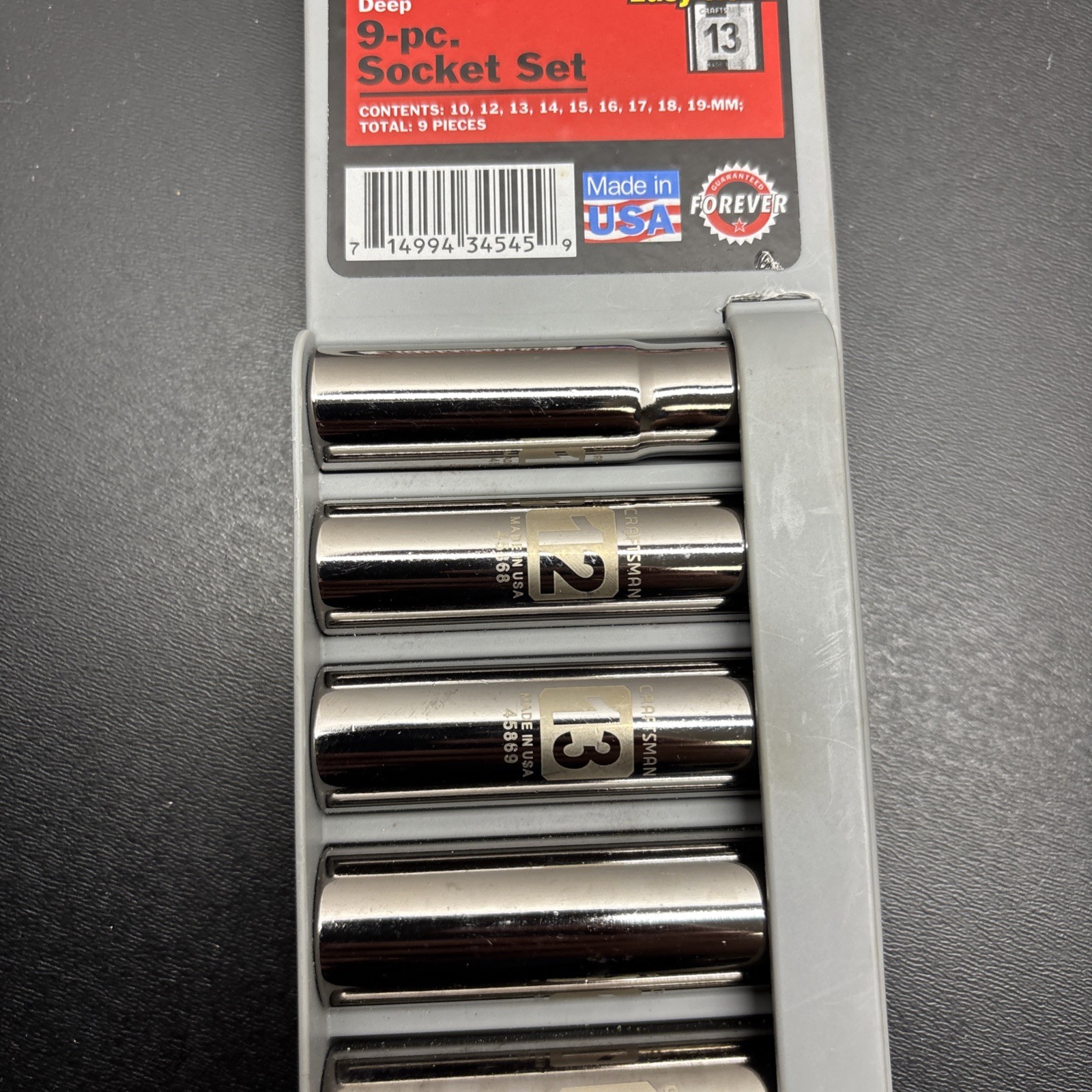 Craftsman RARE Ez Read 3/8 Drive 9pc Laser Etch 6pt Deep Well Metric Socket Set
