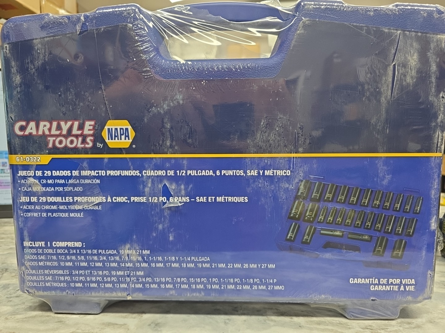 Carlyle Socket Set 29 Pc. 1/2″ Dr. 6 Pt. Deep Impact Socket Set SAE BRAND NEW!