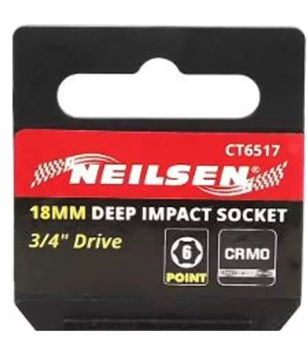 Neilsen 3/4″ Drive Standard Deep Square Metric Single Impact Socket 18mm CT6517