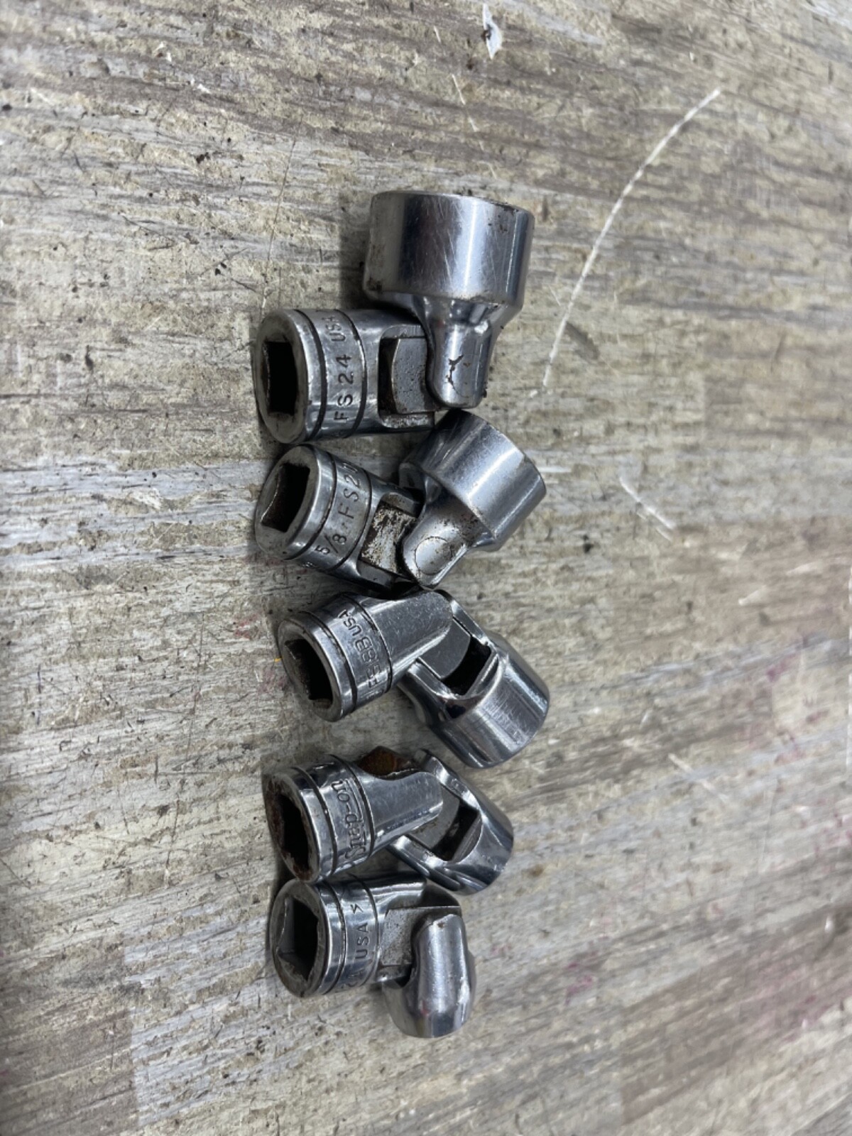 5PC Snap On 6PT 3/8″ Drive 6-Point Swivel Socket FS14A FS12A FS18B FS20A FS24