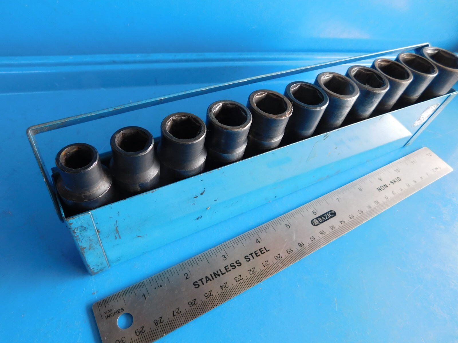 USED,MATCO 1/2 IN. DR. DEEP METRIC SOCKETS 10,11,13,14,15,16,17,18,19,21,&24MM