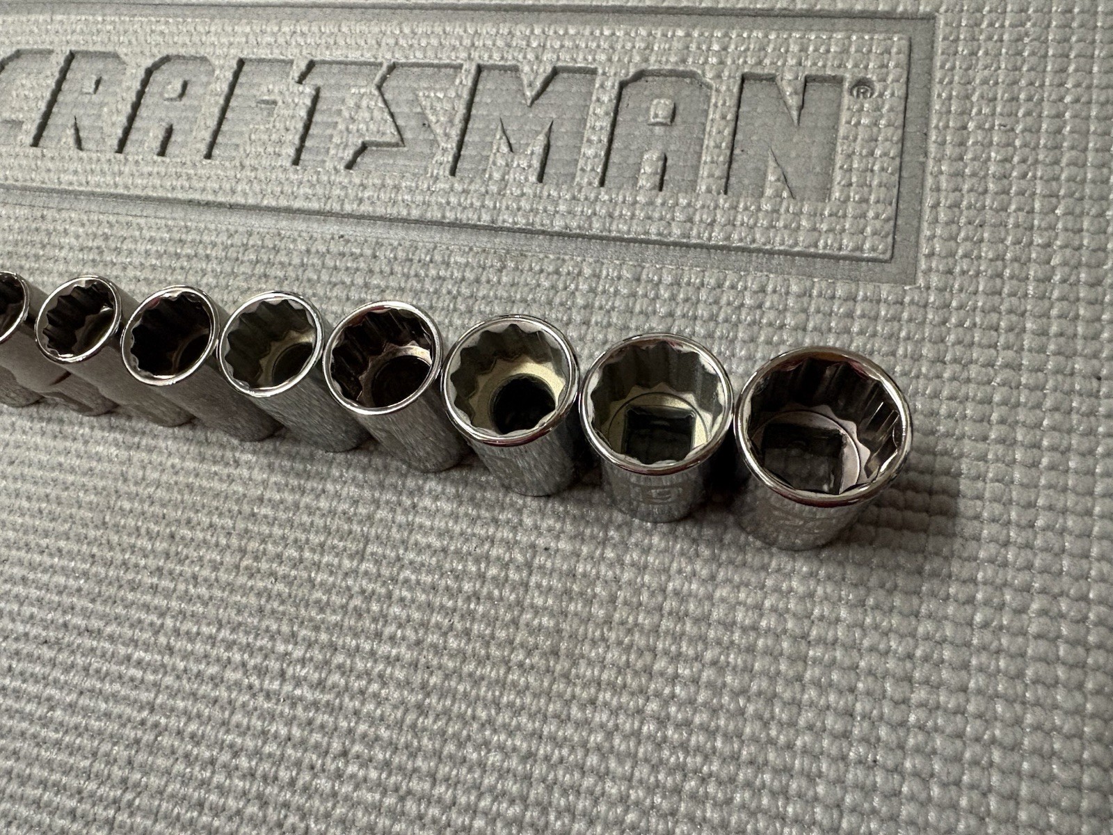 Sears Craftsman USA 12pc 1/2” Drive Metric Easy Read Sockets 9-20 Dual Mark G2D