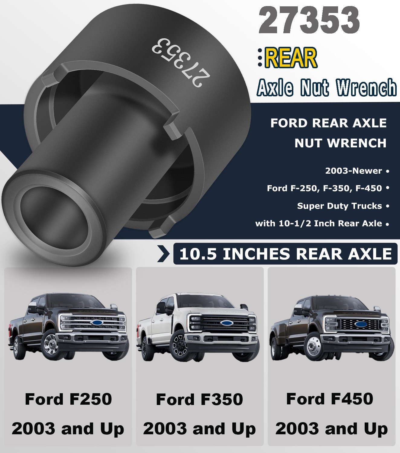 27353 Rear Axle Nut Wrench For Ford F-250, F-350, F-450 Super Duty Trucks 2003 +