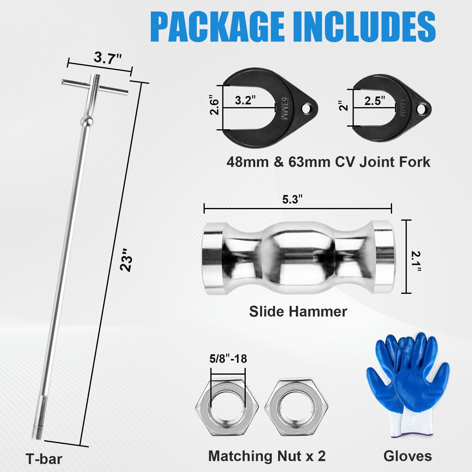 Clatoon Inner CV Axle Puller Tool with 5/8″-18 Slide Hammer, Hammer…