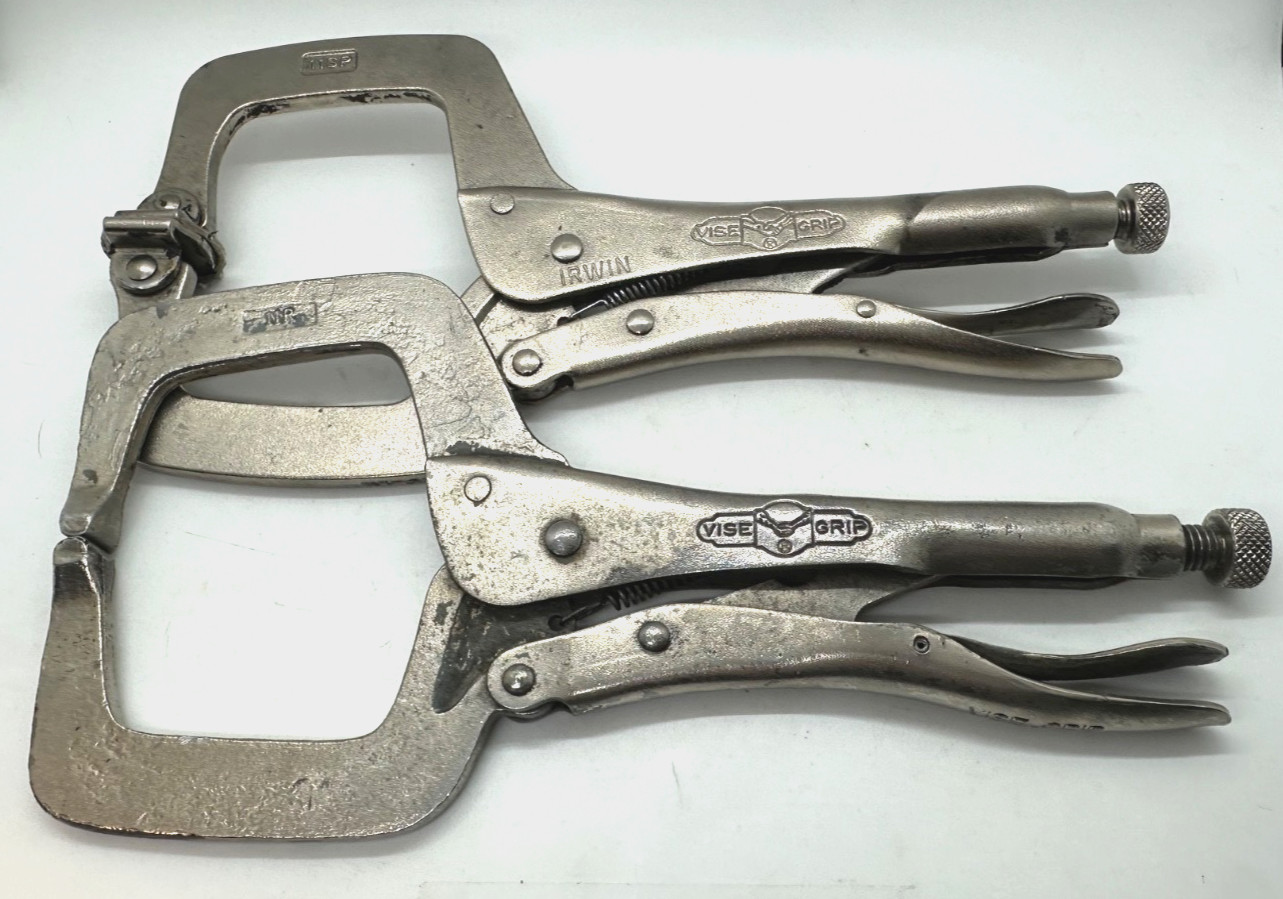 Vise Grip 11″ Long Reach Swivel Fix Pad Locking Pliers Welding C Clamp Set Lot