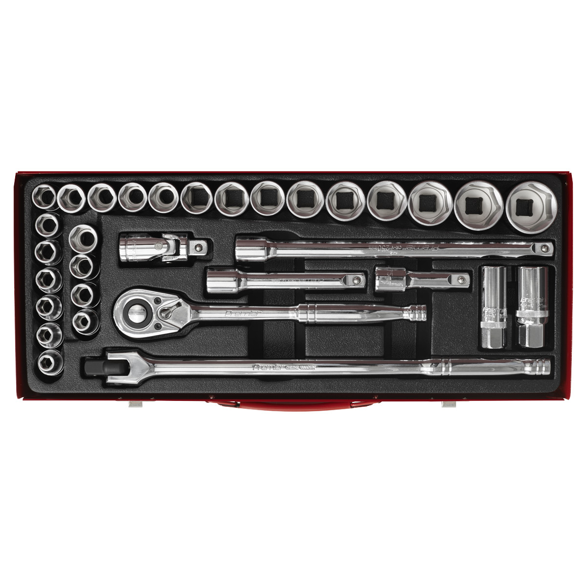 Sealey AK693 Socket Set 32pc 1/2″ Sq Drive 6pt WallDrive DuoMetric Ratchet