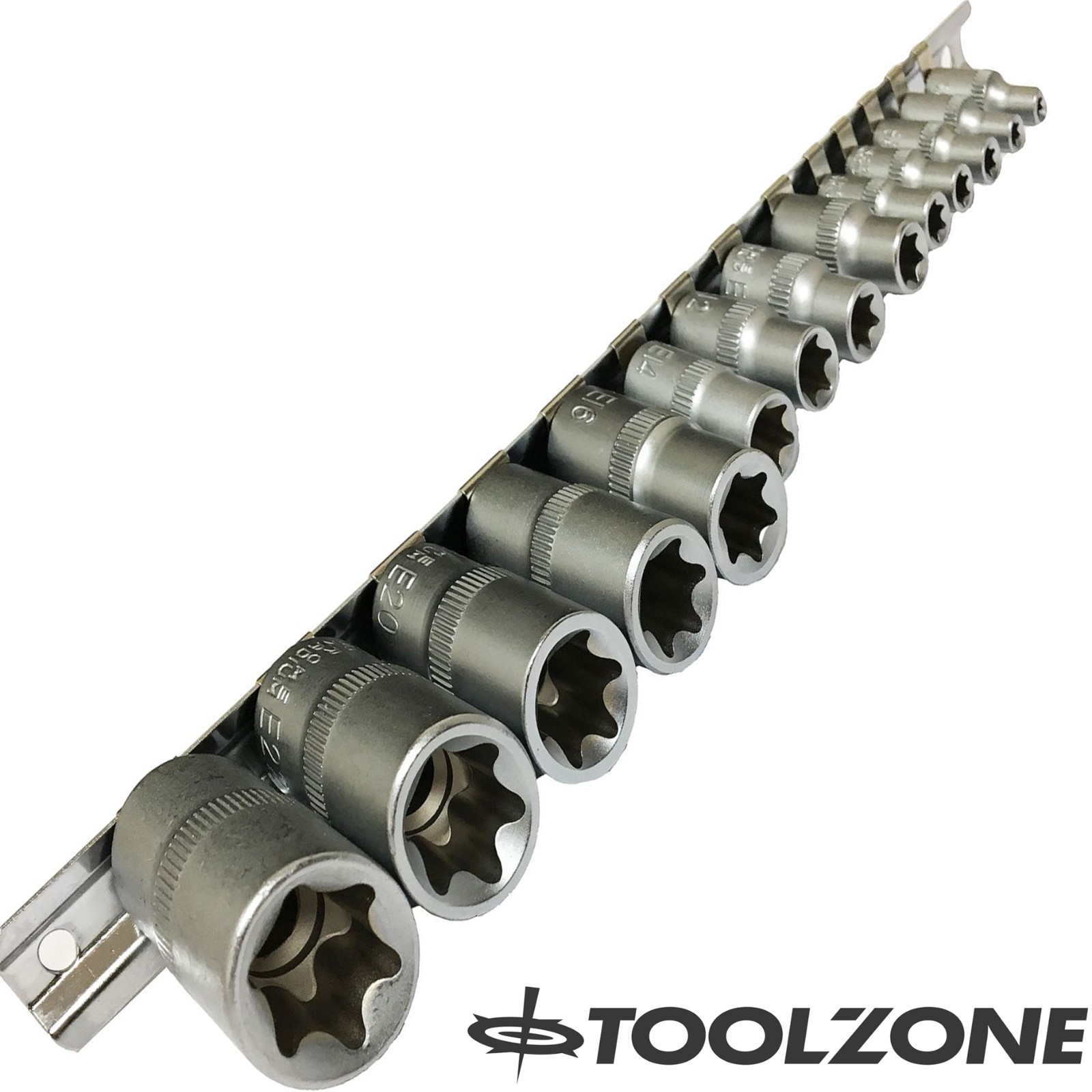 14pc E Torx Socket Set E4-E24 Female External Star 1/4 3/8 1/2 Drive Socket Kit