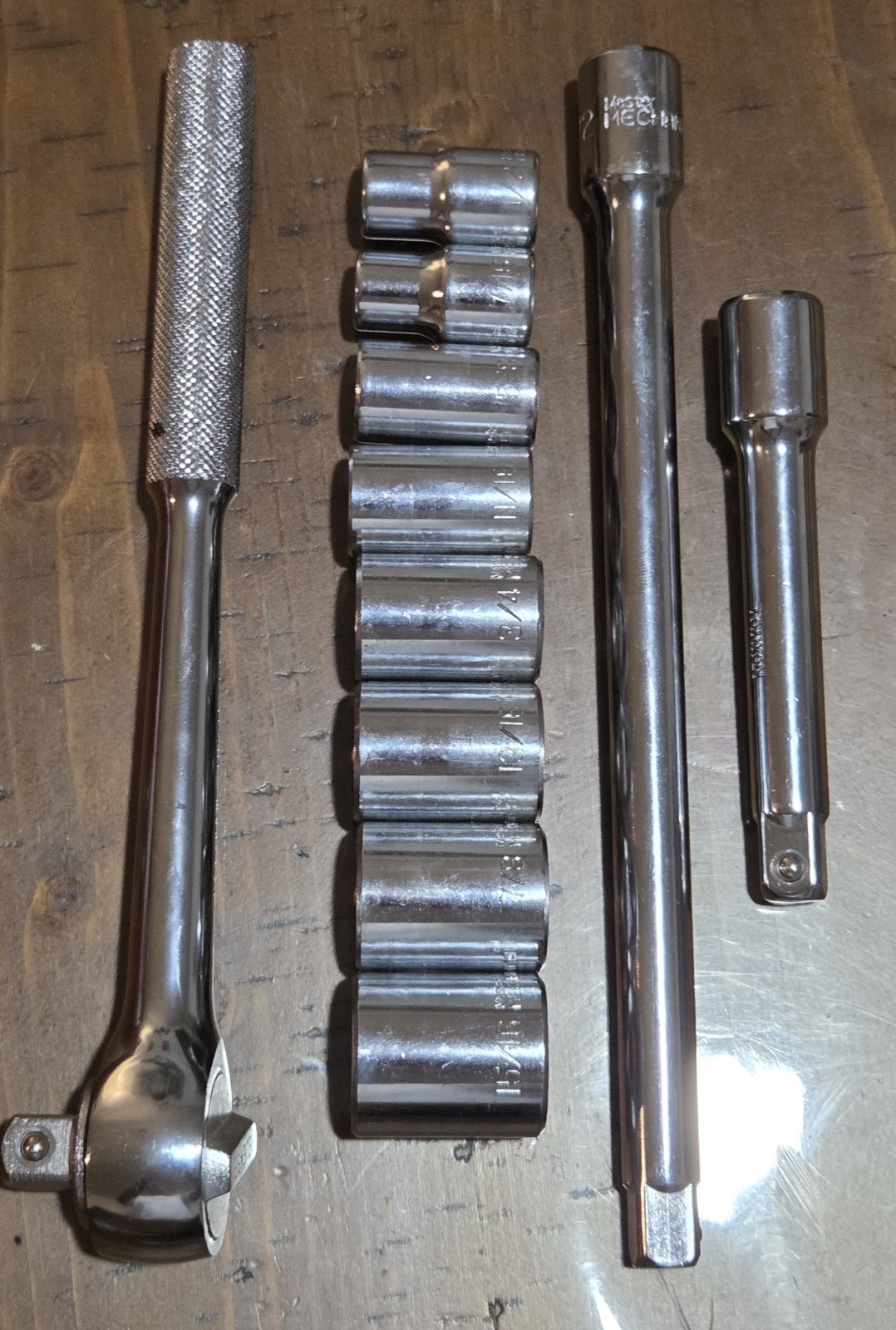 Vintage Master Mechanic 1/2″ Drive Socket Wrench Set – 12 Pieces Made in Taiwan