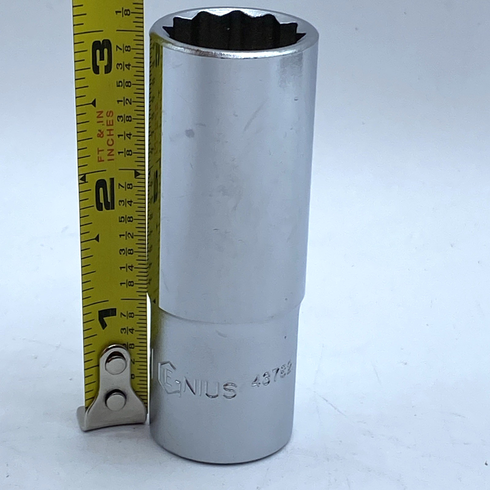 Deep Socket 21 mm X 1/2 in. drive Metric 12 Point Chrome Genius NEW