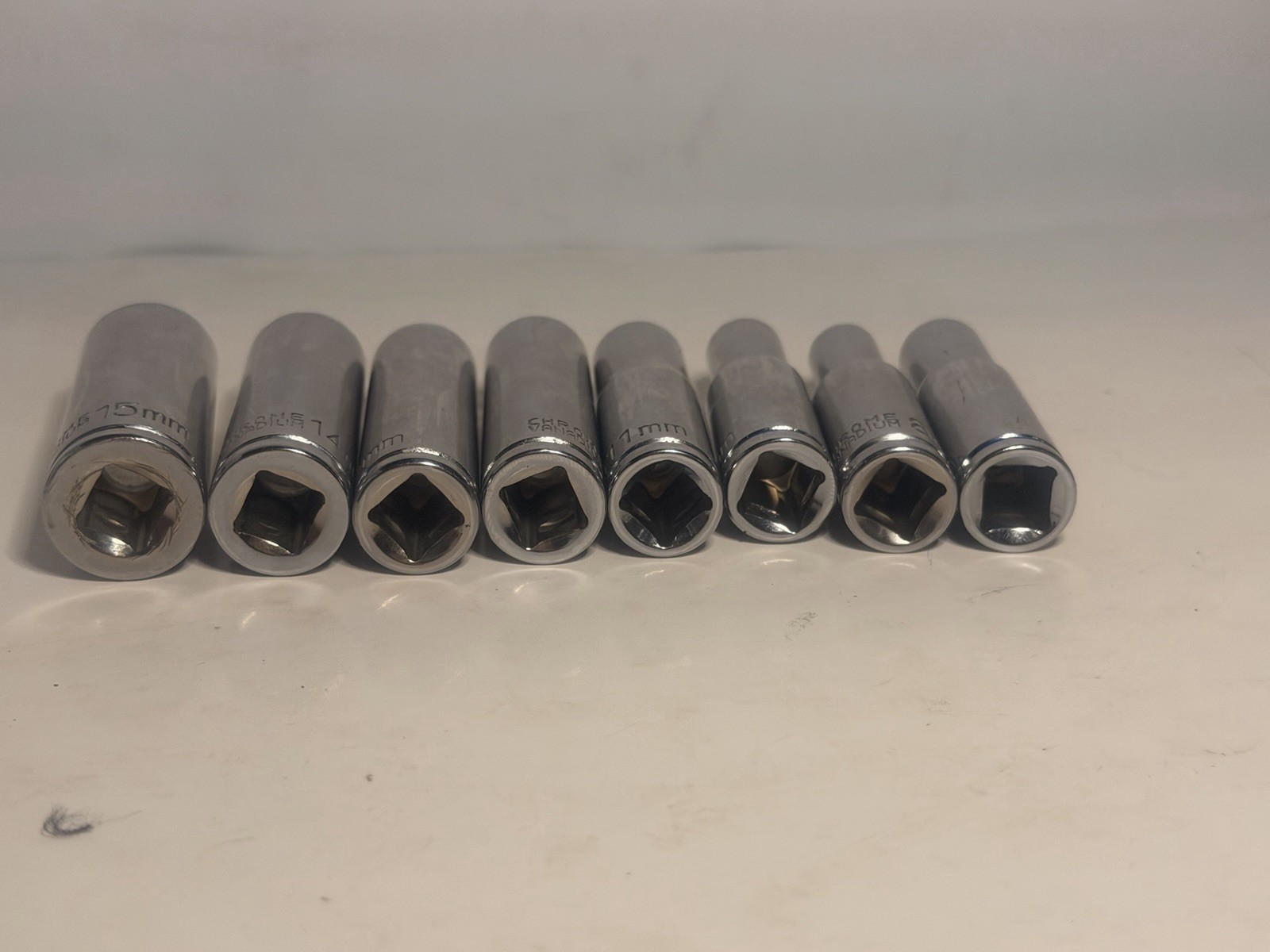Quinn 3/8” Drive Deep Socket Set Metric 8 Pieces 8,9,10,11,12,13,14,15mm 6 Point