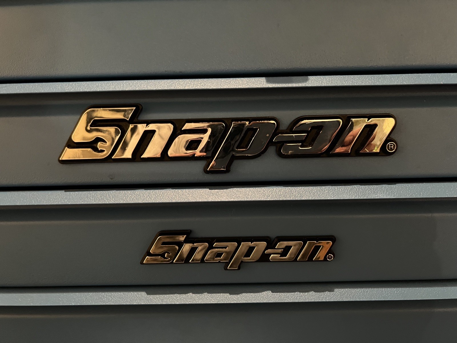 New Snap On LOGO 8” METAL Toolbox Roll Cab chrome Badge Logo Emblem Sticker .