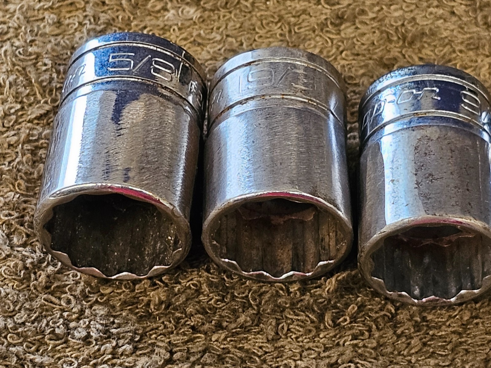 13 Snap On Socket Set 3/8″ Drive F F301 12 Point SAE 15/16 7/8 13/16 3/4 11/16