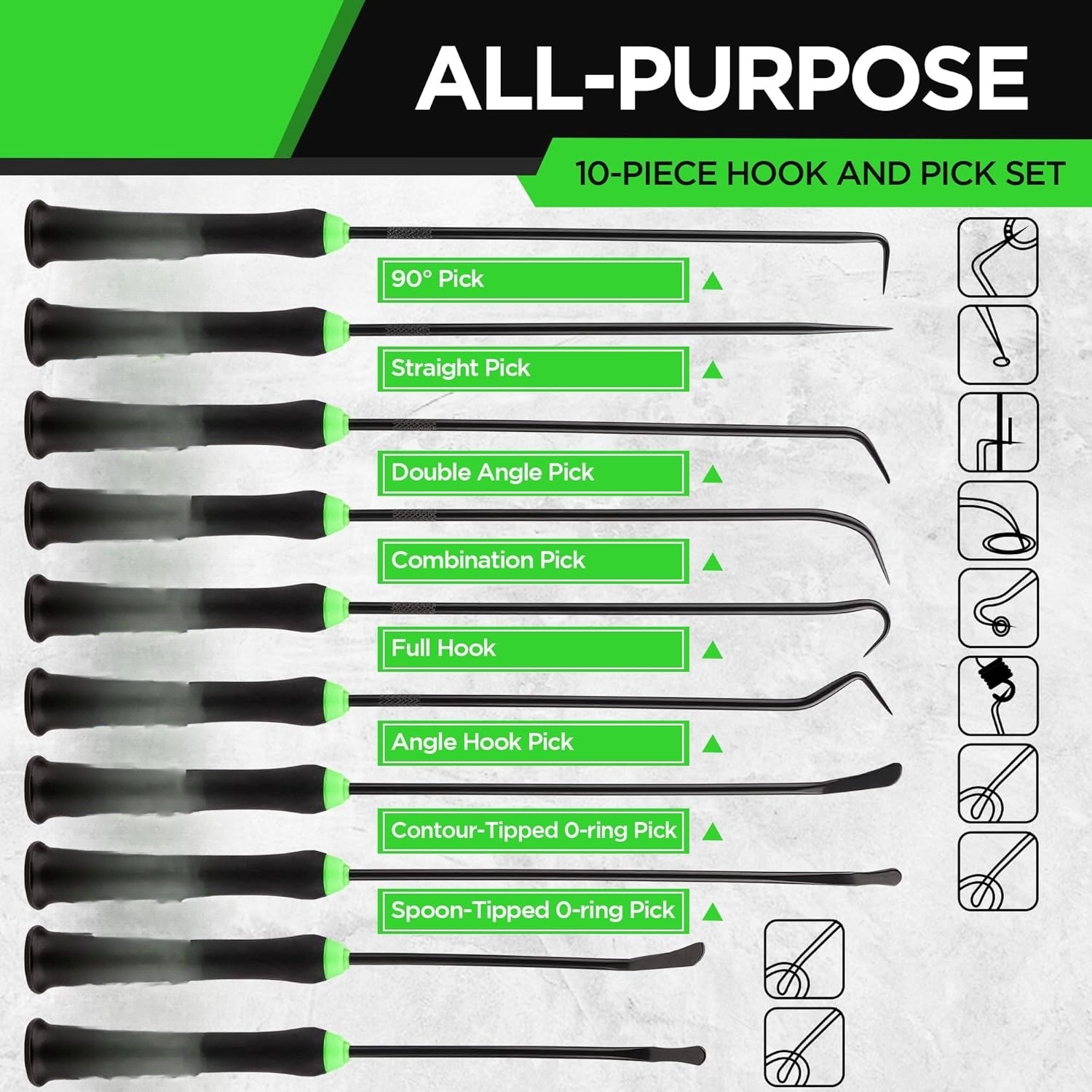 10-Piece Hook and Pick Set, Automotive Pick Tool Set for Car Auto