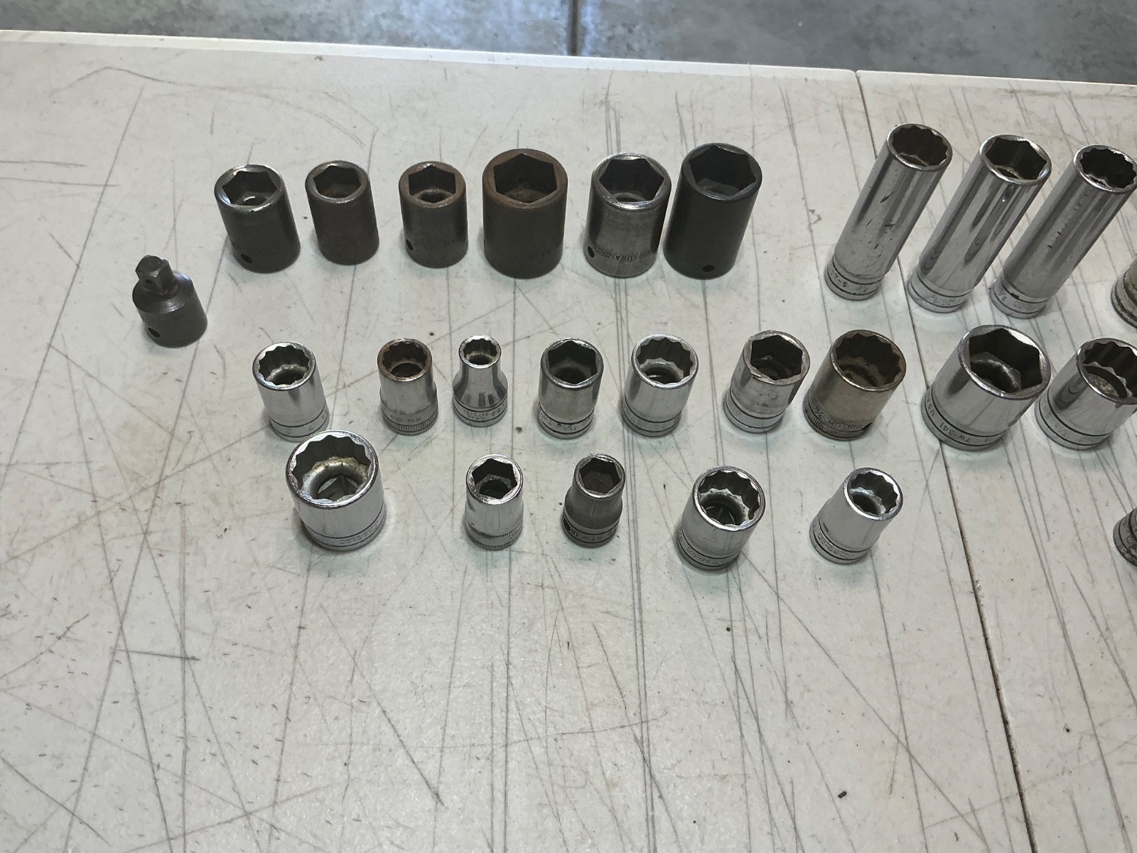 35 asst Snap-on 1/2″ drive sockets shallow & deep USA