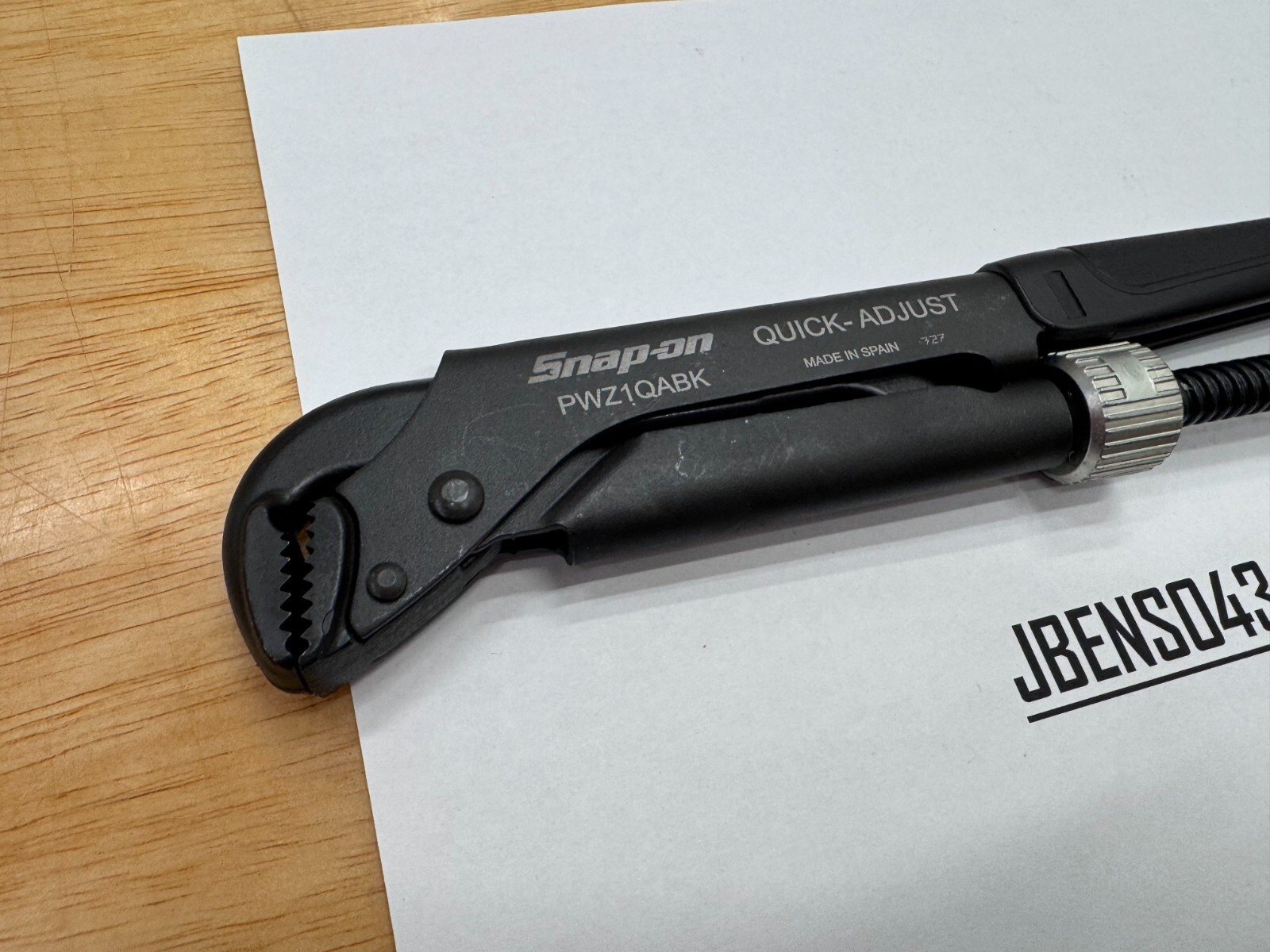 Snap-on Tools NEW BLACK 12-5/8″ Soft Grip Quick Adjust Pliers Wrench PWZ1QABK