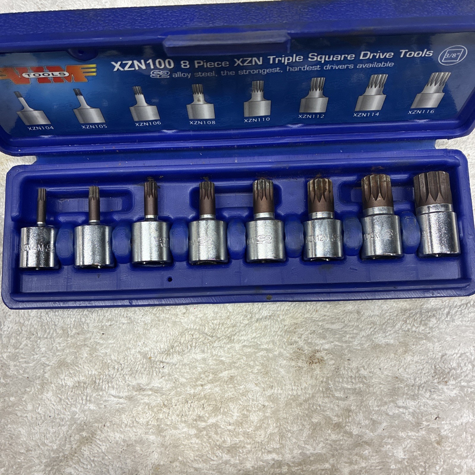 VIM Tools XZN100 8-Piece Triple Square (XZN) Driver Set – 3/8″ Drive 4M-16M