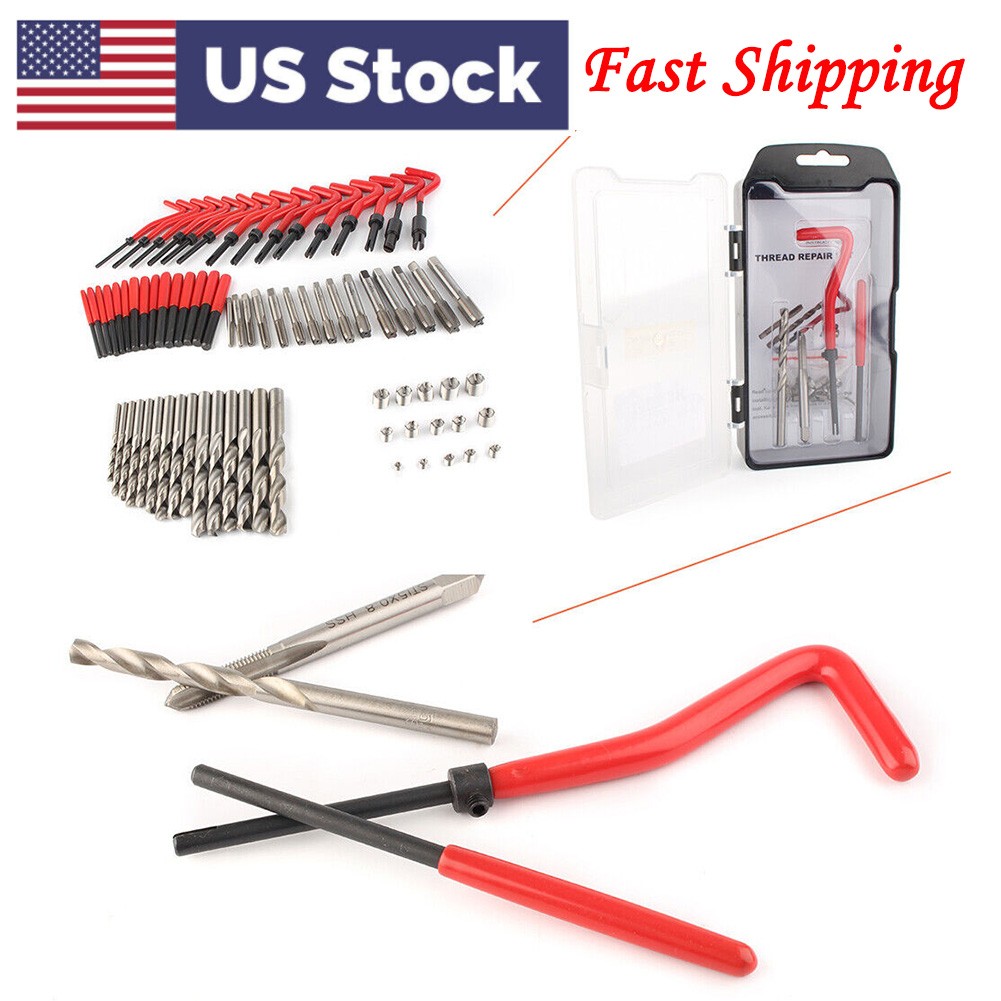 M14x1.5 Tread Repair Insert Kit Helicoil Car Pro Coil Tool M14 15pcs US