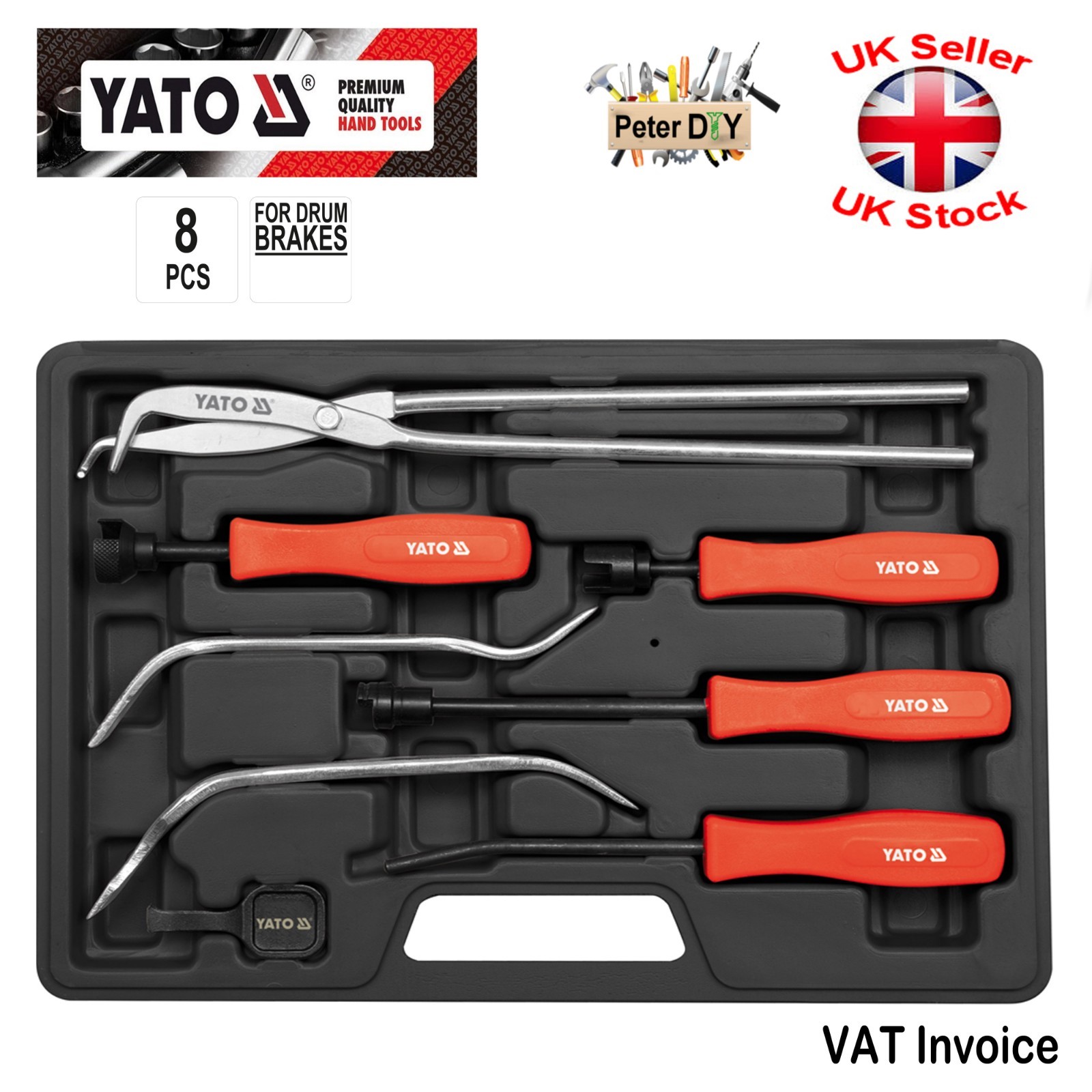 Yato Professional BRAKE SERVICING TOOL SET 8 PCS For Drum Brakes YT-0680