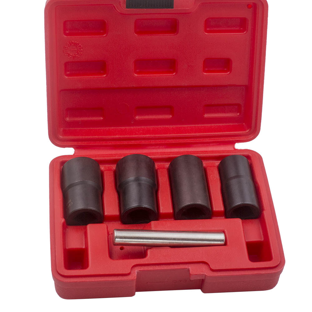 5PCS Twist Socket Lug Nut Lock Remover Extractor Tool Kit 17mm 19mm 21mm 22mm