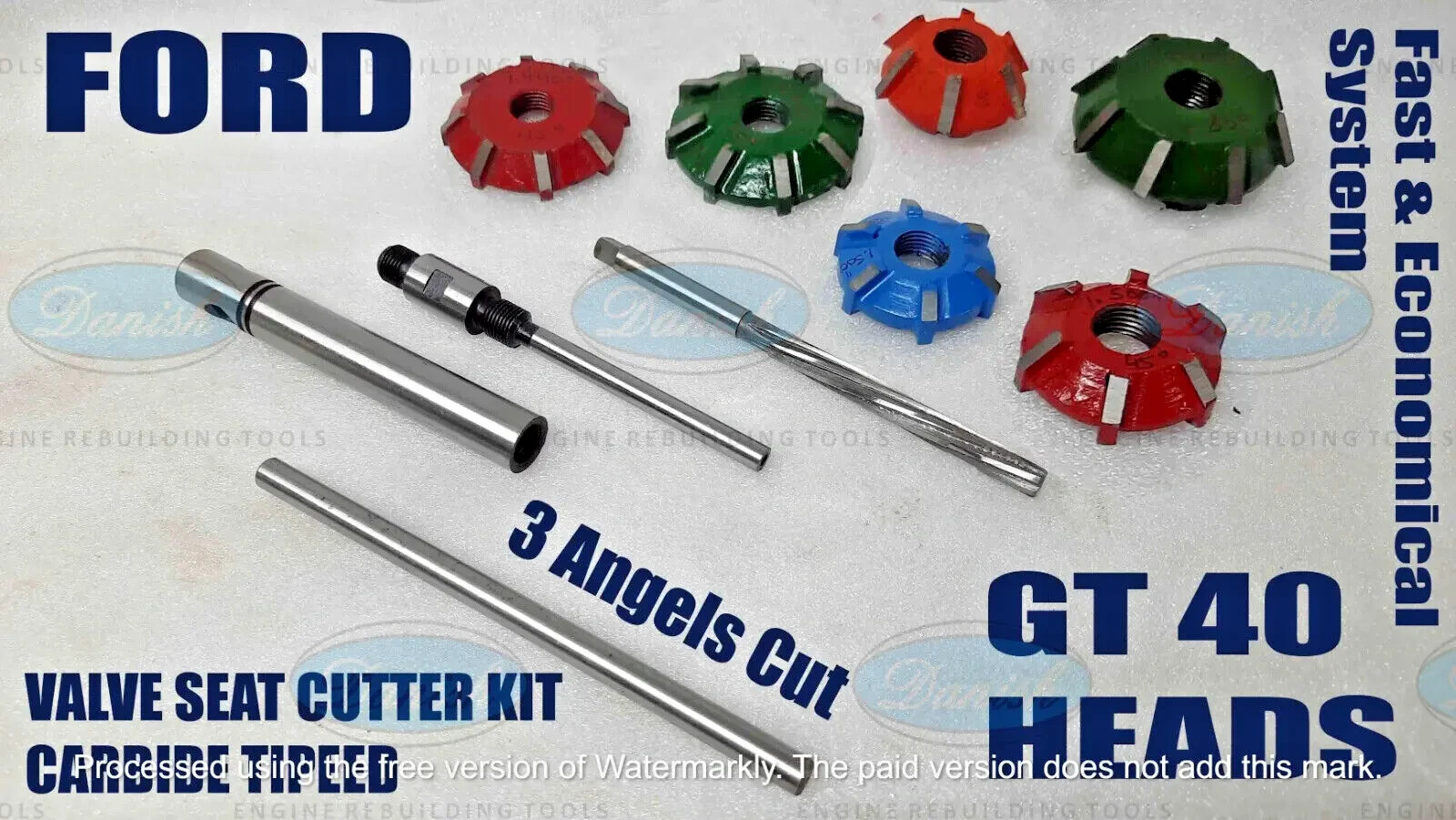 FORD GT 40 HEADS VALVE SEAT CUTTER KIT 3 ANGLE CUT CARBIDE TIPPED PERFORMANCE